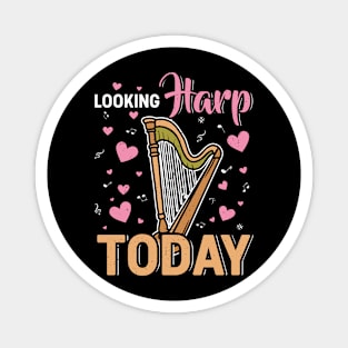 Harp Player Musician Harpist Instrument Looking Harp Today Magnet